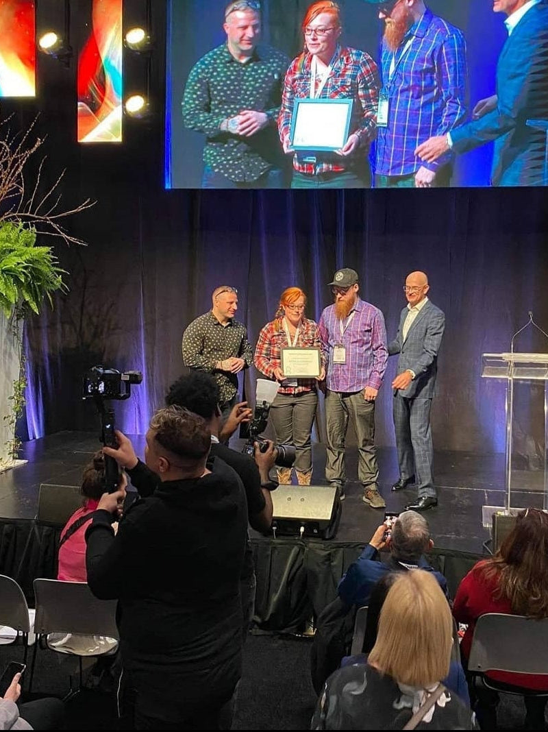 Brianna and Steve of Radical Gardens winning awards at restaurants canada 